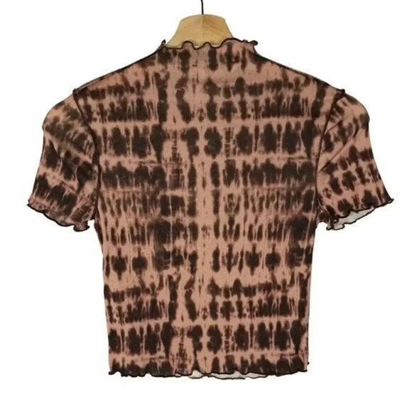 ASOS Miss Selfridge Pink Tie Dye Cropped Short Sleeve Top 4 - Picture 2 of 4